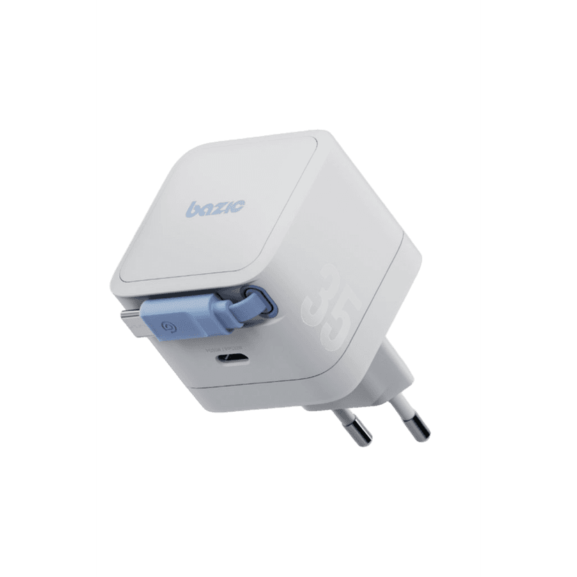 Energea X Bazic GoPort Retrek 35W Dahili Kablolu GaN USB-C Şarj Adaptörü - Beyaz