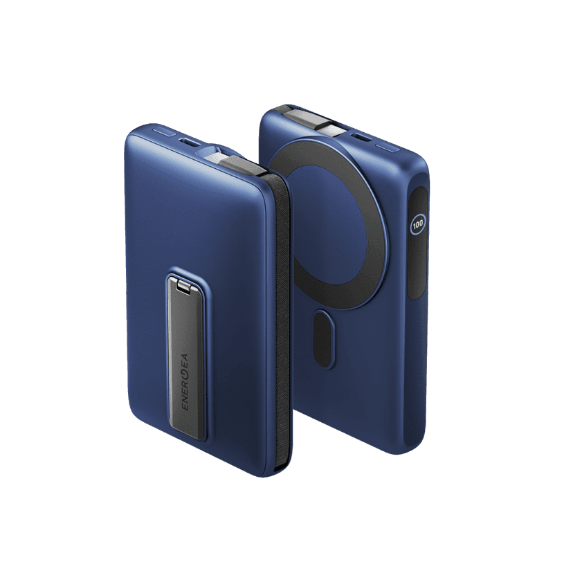 Energea MagPac Ultra 10000mAh Qi2 25W Dahili Kablolu Standlı Manyetik Powerbank - Mavi