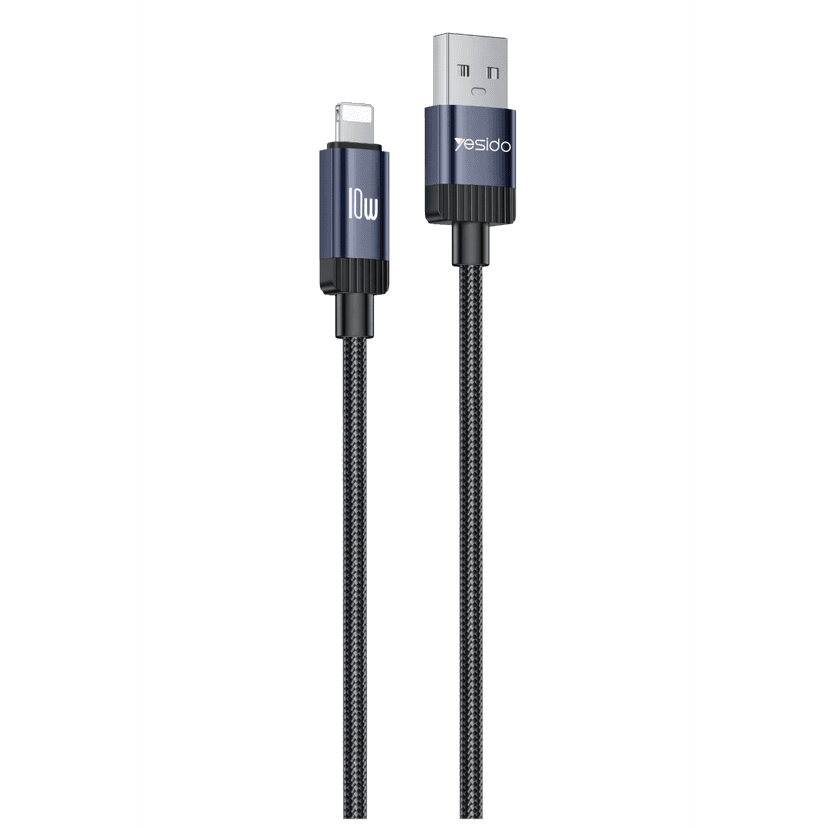 Yesido CA204L 10W Örgü USB-A to Lightning Data ve Şarj Kablosu - Siyah