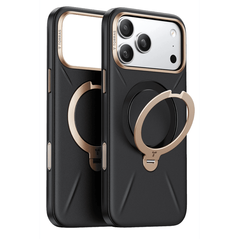 Torras Apple iPhone 18 Pro Max O Stand Spin VegSkin Serisi Magsafe Kılıf - Siyah