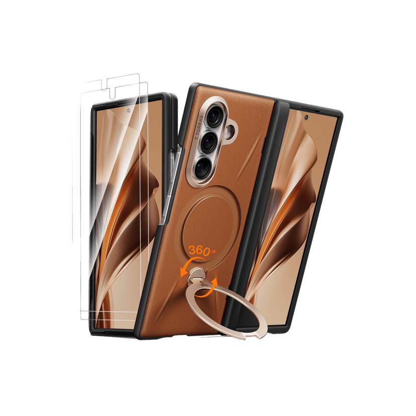 Torras Samsung Galaxy Z Fold 8 Ultra Ostand Q3 VegSkin 2 Adet Ekran Koruyuculu Magsafe Kılıf - Kahverengi