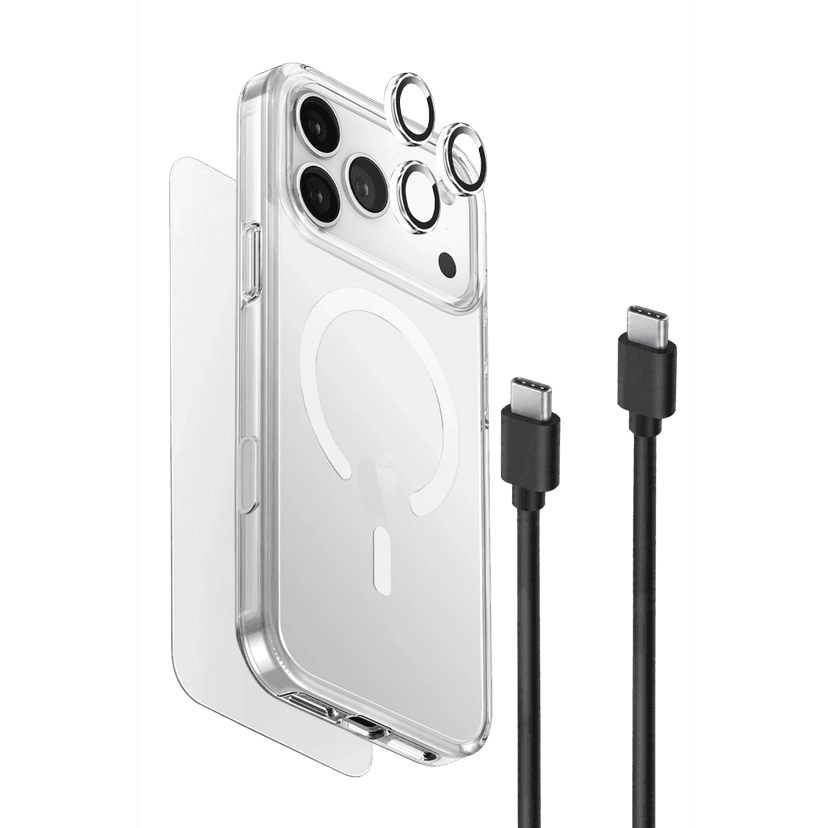 Uniq Apple iPhone 18 Pro Clearvue Essential (60W Kablo Dahil) Magsafe 4in1 Set Kapak - Şeffaf
