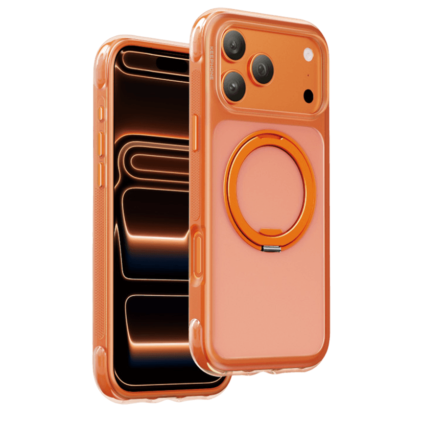 Keephone Apple iPhone 18 Pro Monica Airbag Pro Stantlı Magsafe Kapak - Turuncu