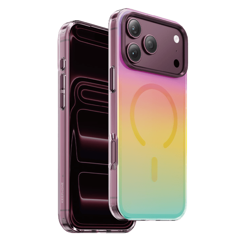Keephone Apple iPhone 18 Pro Max Rainbow Magsafe Kapak - Bordo
