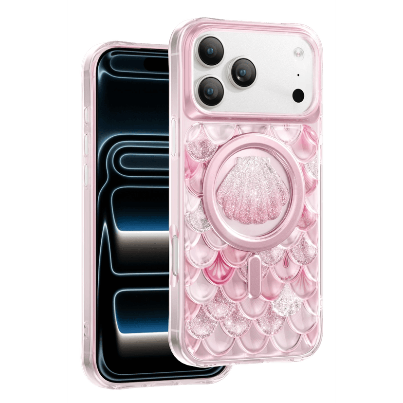 Keephone Apple iPhone 18 Pro Max Iceland Simli Magsafe Kapak - Pembe