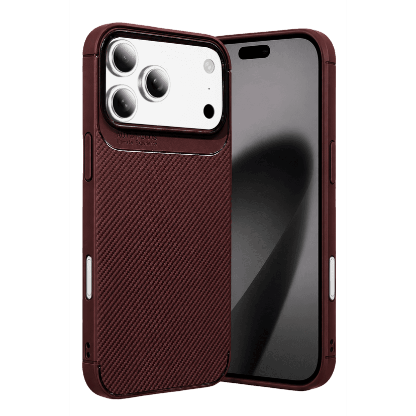 Newface Apple iPhone 18 Pro Max Auto Focus Karbon Kapak - Bordo