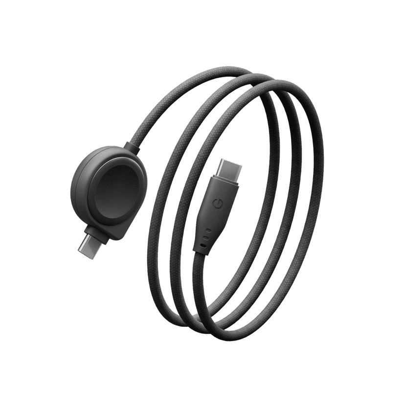Energea Flow Duo Watch 1.5M 60W 2in1 Type-C to Type-C ve Samsung Watch Şarj Kablosu - Siyah