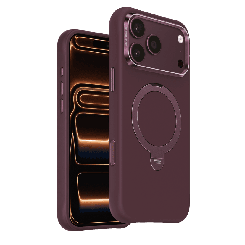 Keephone Apple iPhone 18 Pro Rovana Standlı Magsafe Kapak - Bordo