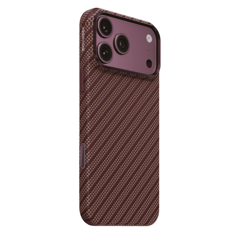 Keephone Apple iPhone 18 Pro Max Titan Aramid Fiber Magsafe Kapak - Bordo