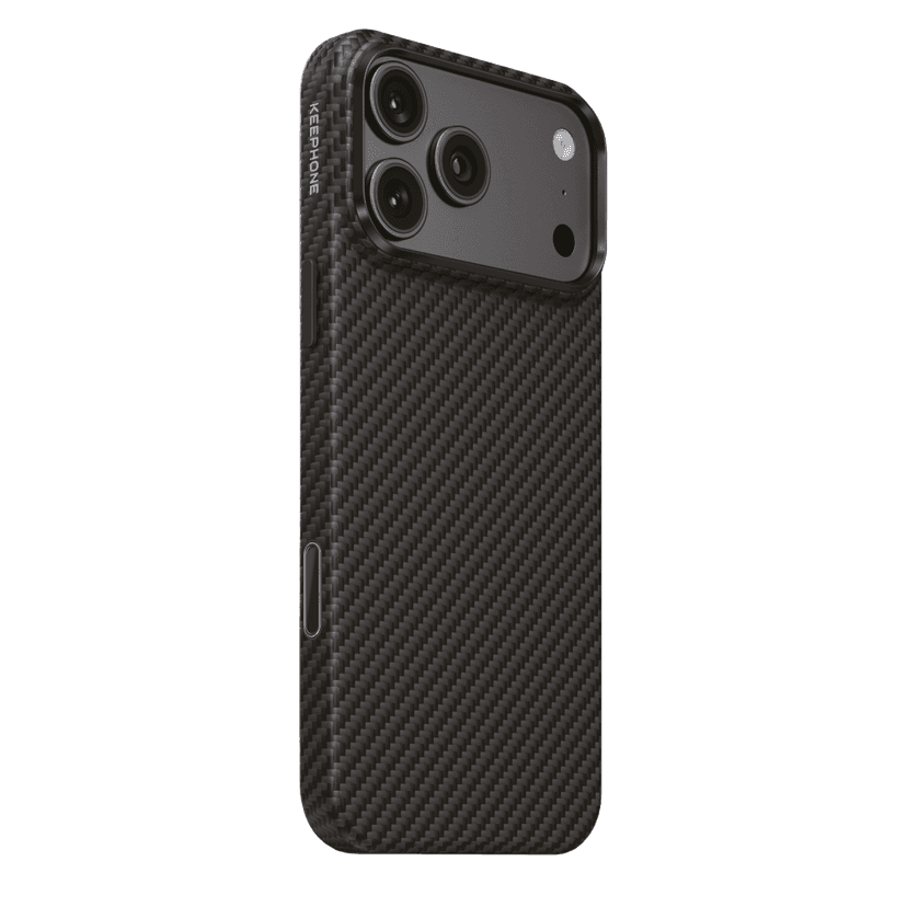Keephone Apple iPhone 18 Pro Titan Aramid Fiber Magsafe Kapak - Twill Black