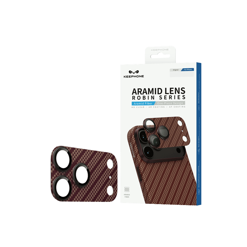 Keephone Apple iPhone 18 Pro Max Kevlar Robin Kamera Lens Koruyucu - Bordo