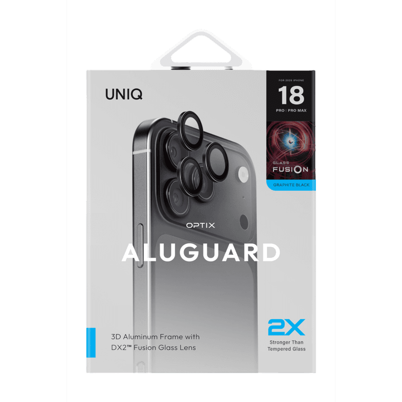 Uniq Apple iPhone 18 Pro Max Optix Aluguard Kamera Lens Koruyucu - Siyah