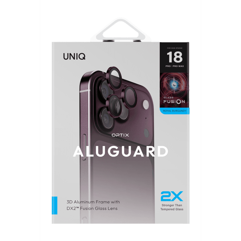Uniq Apple iPhone 18 Pro Max Optix Aluguard Kamera Lens Koruyucu - Bordo