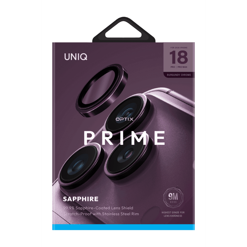 Uniq Apple iPhone 18 Pro Max Optix Prime Kamera Lens Koruyucu - Bordo