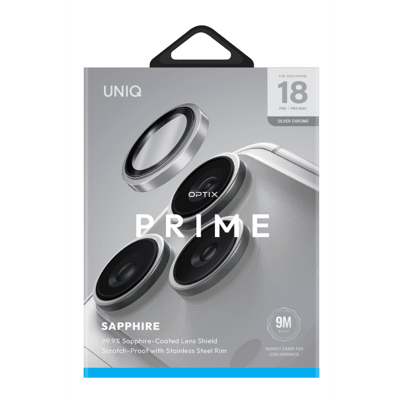 Uniq Apple iPhone 18 Pro Max Optix Prime Kamera Lens Koruyucu - Gümüş