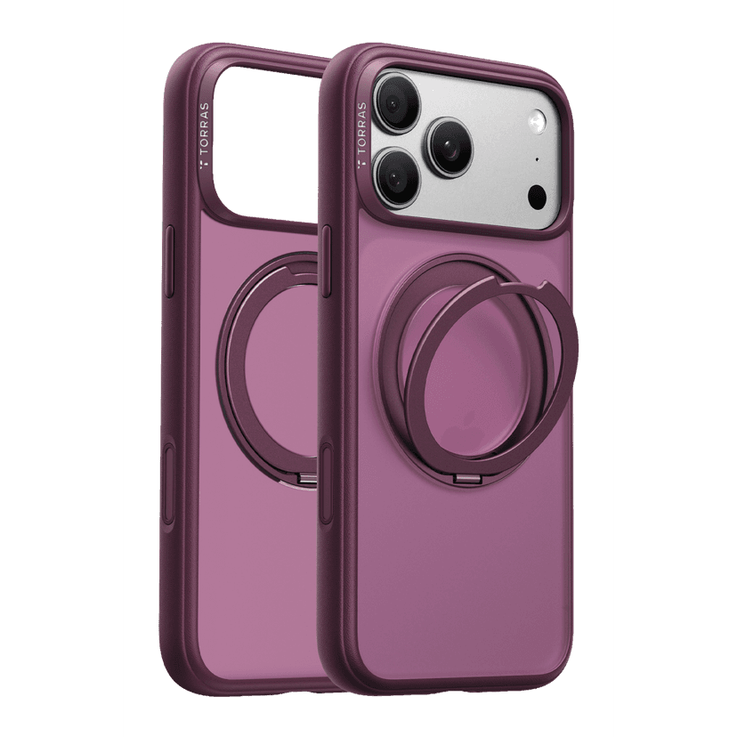 Torras Apple iPhone 18 Pro Ostand O1 Guardian Standlı Magsafe Kapak - Bordo